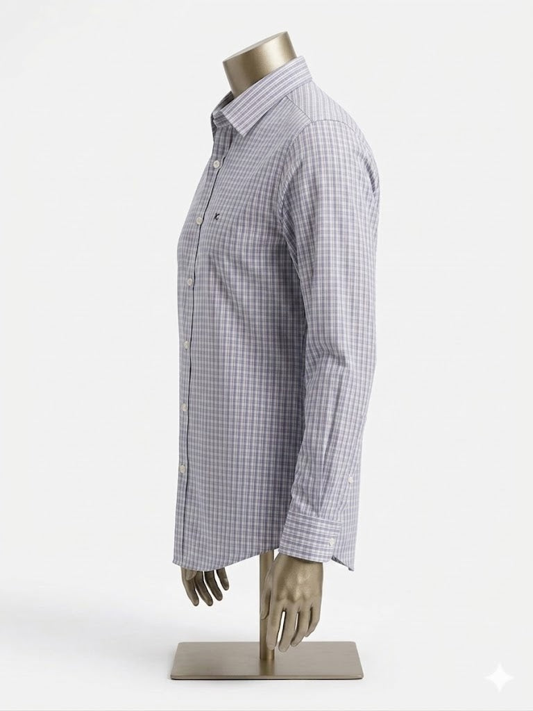 Kenneth Cole - Camisa - Slim Fit - Cuadros Grises - Algodón Premium