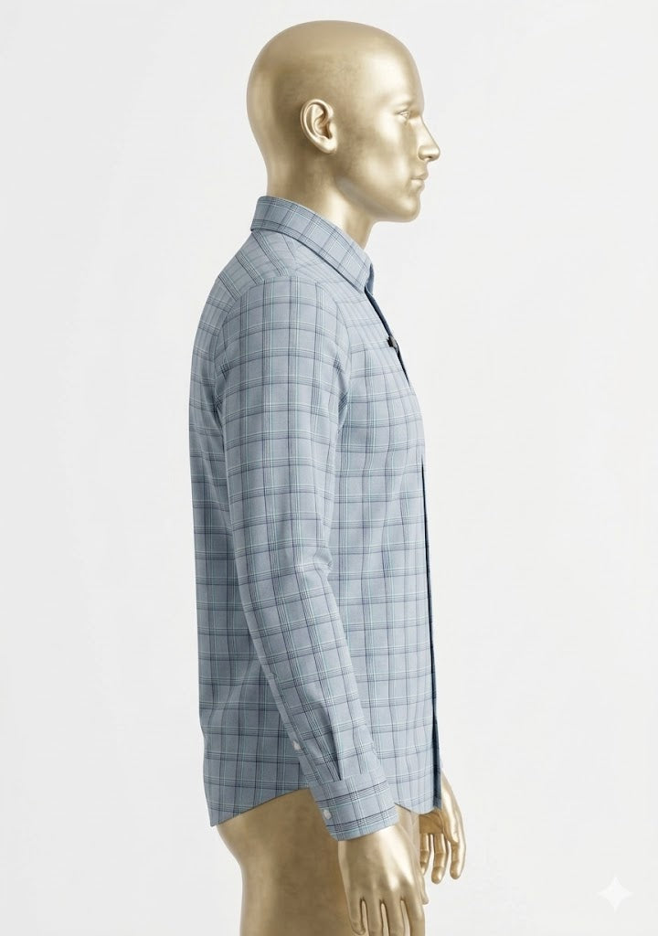Kenneth Cole - Camisa - Slim Fit - 60% Algodón - Diseño de Cuadros