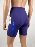Short tipo biker Tuff Apparel para dama en morado intenso. Talle alto, tela de compresión suave. Ideal para running, yoga o gimnasio. Nuevo. Minicostos RM.