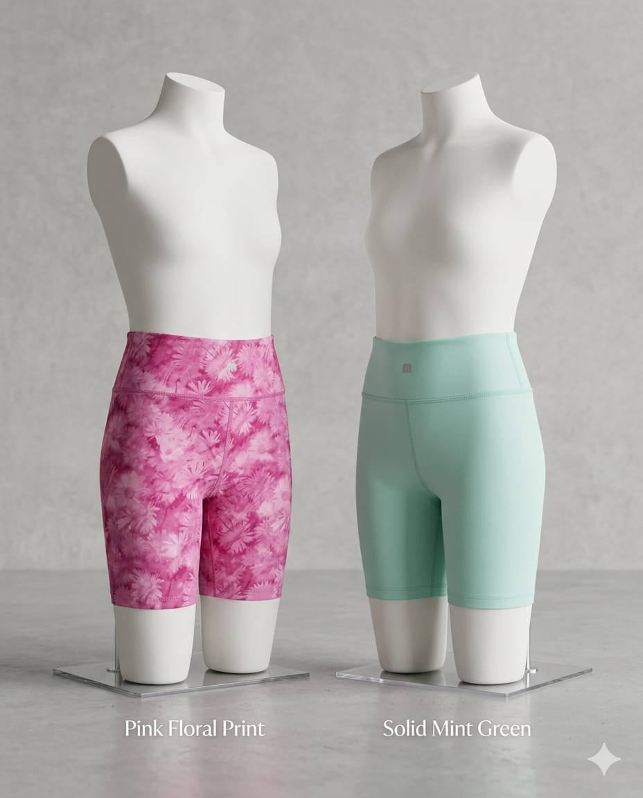 Set de 2 biker shorts Mondetta para niña/juvenil. Colores aqua sólido y estampado floral rosa. Cintura alta, tela elástica que no se transparenta. Minicostos RM.