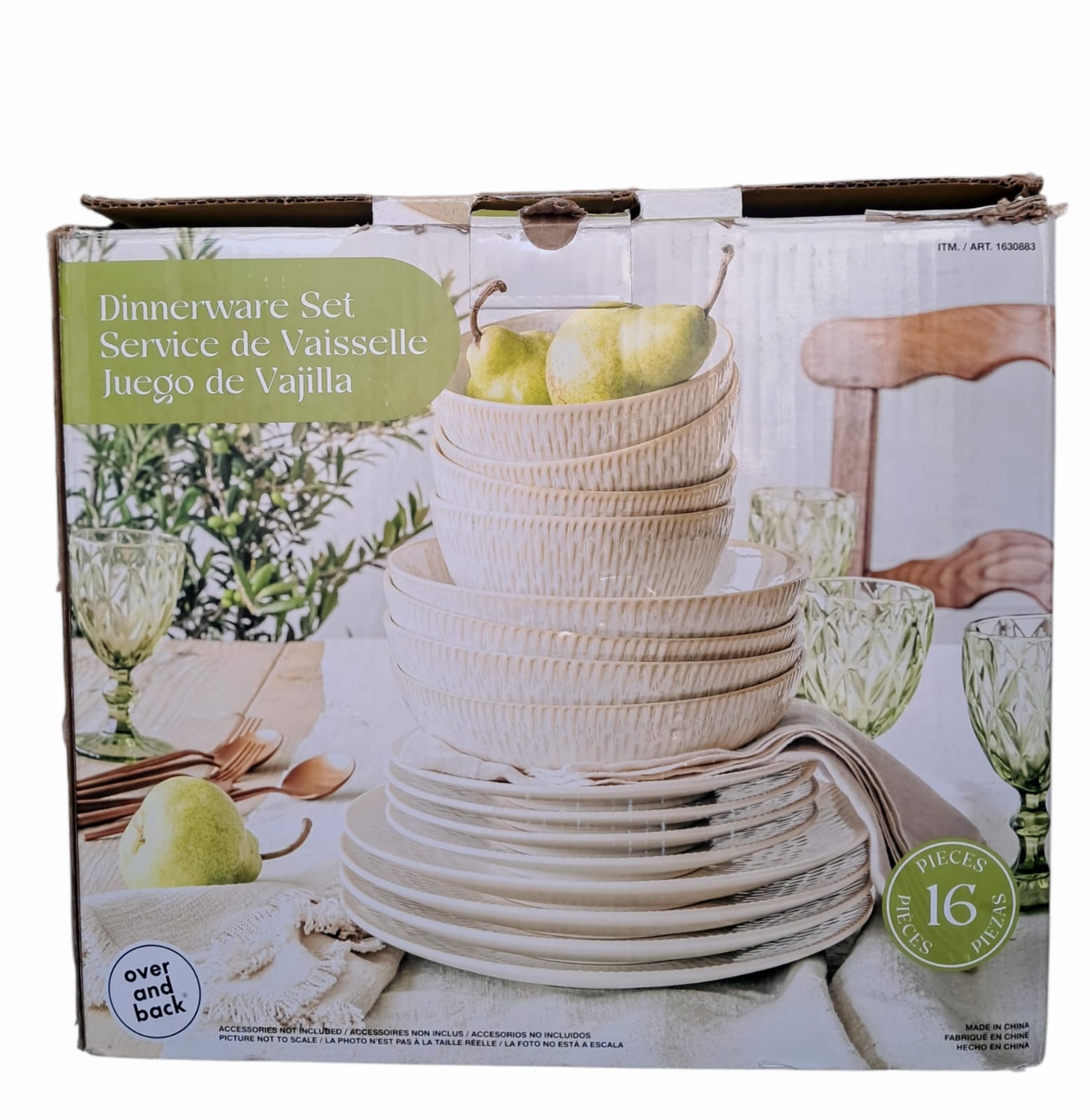 Juego de Vajilla Over and Back de 16 Piezas - Gres Artesanal de Alta Resistencia