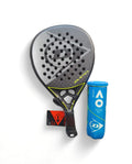 Raqueta pádel Dunlop Galáctica. Carbono 12K, tecnología Tri-Max. Forma híbrida, balance medio, núcleo Pro EVA. Incluye 3 pelotas gratis. Minicostos RM.