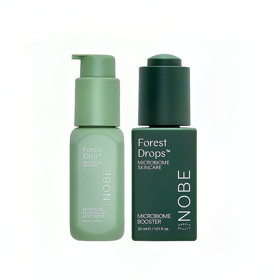 Serum Forest Elixir Nobe Nordic Beauty. Gel hidratante enriquecedor, microbioma forestal. Hidratación ligera, protege barrera cutánea. Para rostro. Minicostos RM.